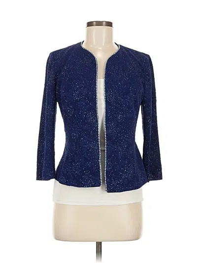 Pre-owned Alex Evenings 3/4 Sleeve Top Blue Keyhole Neckline Tops