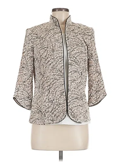 Pre-owned Alex Evenings 3/4 Sleeve Top Silver Mock Neckline Tops