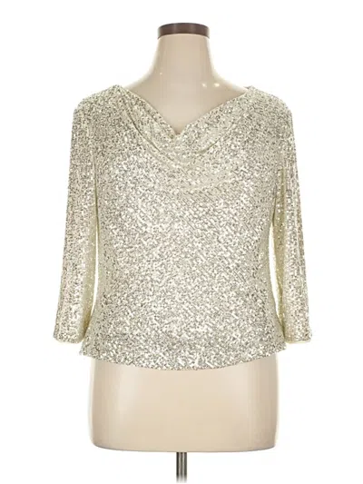 Pre-owned Alex Evenings 3/4 Sleeve Top Silver V Neck Tops