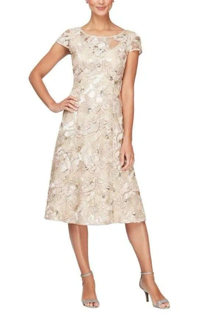 Alex Evenings 81122331 Short Cap Sleeve Formal Dress In Neutral