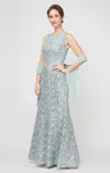 Alex Evenings Women's Lace & Sequin-detail Gown & Shawl In Gray