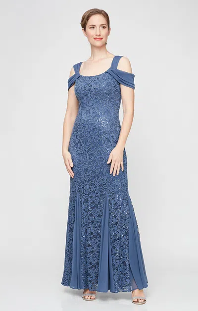 Alex Evenings 81122593 Formal Long A Line Evening Dress In Blue