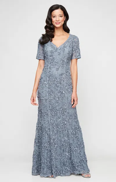 Alex Evenings 81122627 Long Formal Evening Mother Of The Bride Dress In Gray