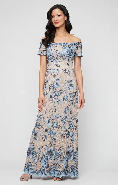 Alex Evenings 81122724 Long Formal Floral Lace Evening Dress In Multi