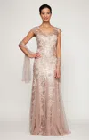 Alex Evenings 8117897 Long Formal Sequin Lace Evening Dress In Neutral
