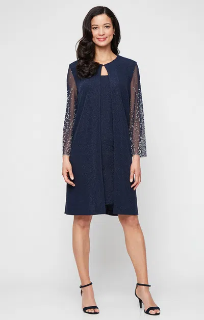 Alex Evenings 8127862 Short Mother Of The Bride Metallic Jacket Dress In Multi