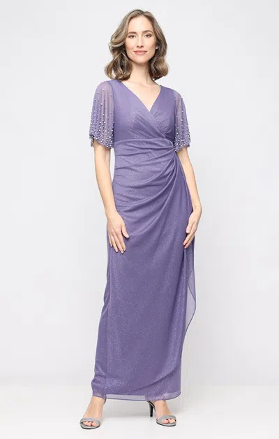 Alex Evenings 8133119 Beaded Long Formal Mother Of The Bride Dress In Purple