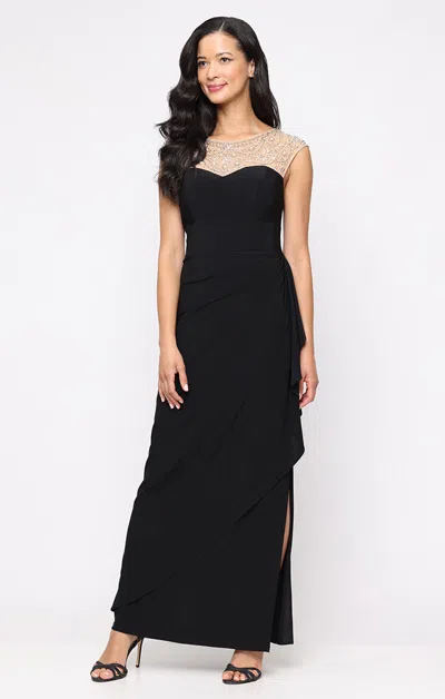 Alex Evenings 81351704 Long Fitted Beaded Formal Dress In Black