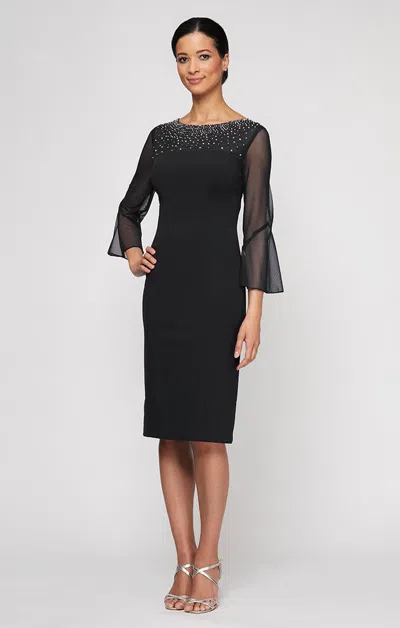 Alex Evenings 8160208 Short Cocktail Mother Of The Bride Knee Length Dress In Black
