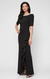 Alex Evenings 8160436 Formal Long Mother Of The Bride Ruffle Dress In Black