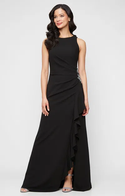Alex Evenings 8160479 Long Beaded Evening Formal Dress In Black