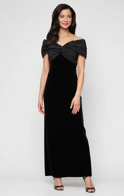 Alex Evenings 81911001 Formal Long Evening Velvet Dress In Black