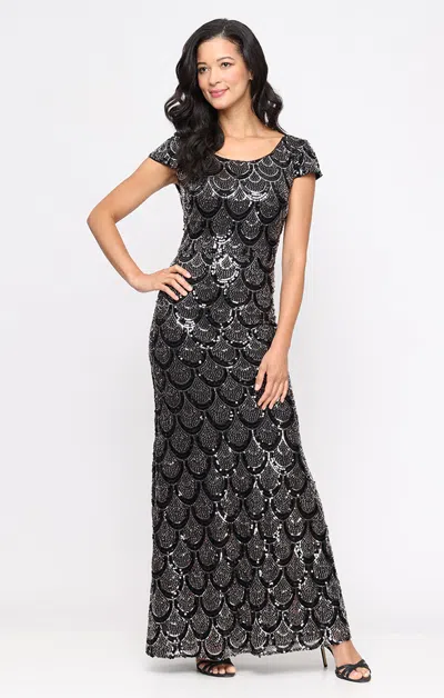 Alex Evenings 81961010 Sequin Long Formal A Line Evening Dress In Black