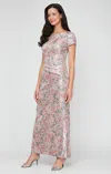Alex Evenings 8196990 Long Formal Printed Sequin Dress In Pink