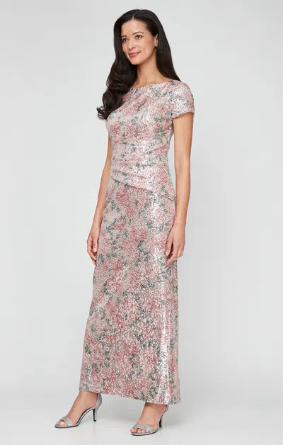 ALEX EVENINGS 8196990 LONG FORMAL PRINTED SEQUIN DRESS