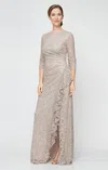 Alex Evenings 82122476 A Line Sequin Mother Of The Bride Ruffle Long Formal Petite Dress In Gray
