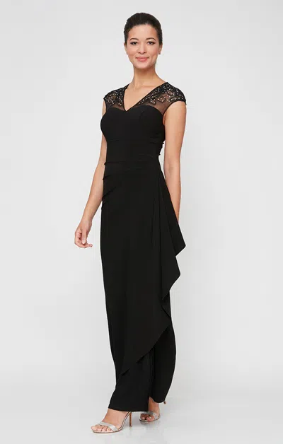 Alex Evenings 82351585 Petite Long Beaded A Line Formal Evening Dress In Black