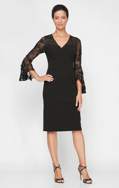 Alex Evenings 8260355 Short Mother Of The Bride Petite Cocktail Dress In Black