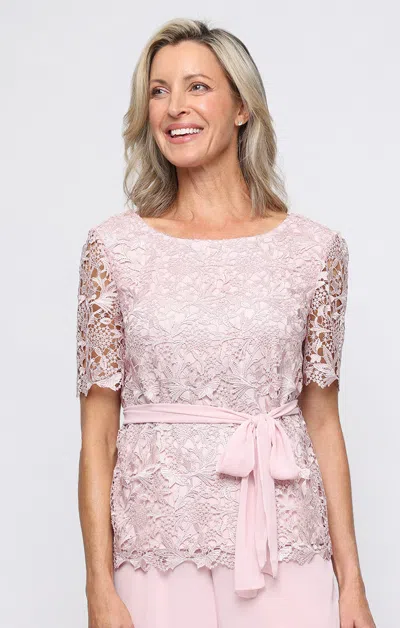 Alex Evenings 83122776 Formal Lace Evening Top In Pink