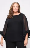 Alex Evenings 8427881 Metallic Blouse Plus Size Top In Black