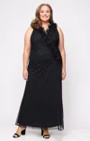 Alex Evenings 84321036 Long Plus Size Formal Ruffle Evening Dress In Black