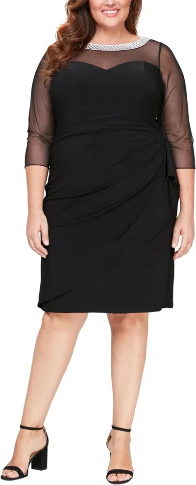 Alex Evenings 84351653 Short Cocktail Plus Size Formal Dress In Black