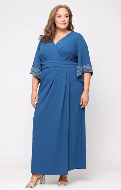 Alex Evenings 8460515 Plus Size Lng Mother Of The Bride Formal Dress In Blue