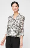 Alex Evenings 8475935 Printed Blouse Plus Size Top In Black