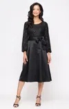 Alex Evenings 84961013 Long Sleeve Plus Size Sequin Midi Cocktail Dress In Black