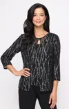 Alex Evenings 84961016 Sequin Formal Plus Size Top In Black