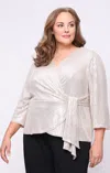 Alex Evenings 84961019 Plus Size Top Sequin Formal In White