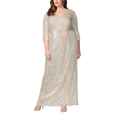 Alex Evenings 8496646 Plus Size Long 3/4 Sleeve Sequins Formal Dress In Gray