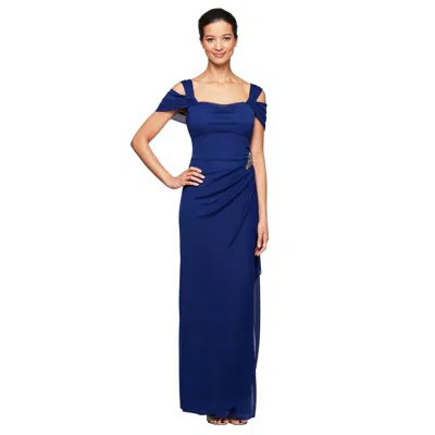 Alex Evenings Ae132902 Long Formal Off Shoulder Dress In Blue