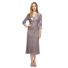 Alex Evenings Sequin Midi Dress With Jacket In Multi