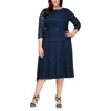 Alex Evenings Ae4121796 Short Plus Size Chiffon Dress In Blue