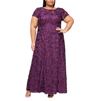 Alex Evenings Ae412788 Plus Size Long Formal Dress In Purple