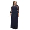 Alex Evenings Ae432833 Plus Size Long Beaded Dress In Blue