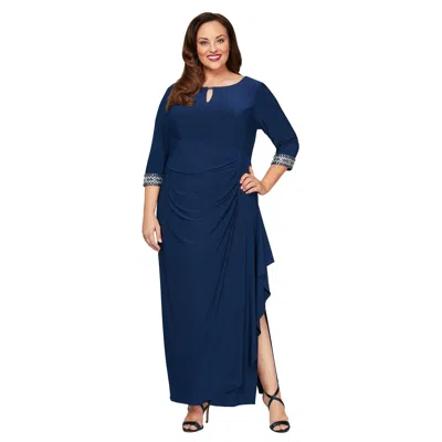 Alex Evenings Ae4351416 Plus Size Long Formal Dress In Blue