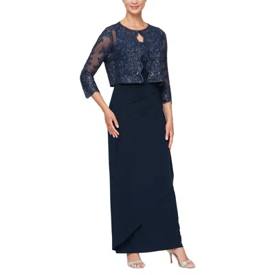 Alex Evenings Ae81171194 Long Mother Of The Bride Dress In Blue