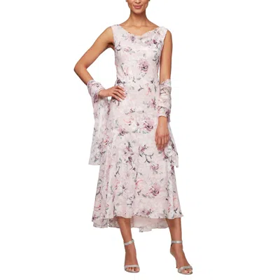 Alex Evenings Ae8175719 High Low Floral Chiffon Dress In Multi