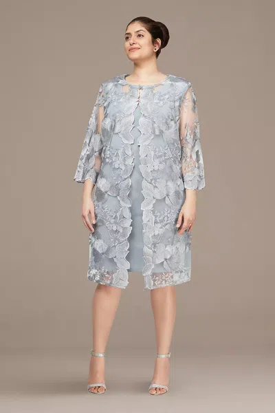 Alex Evenings Ae84122202 Plus Size Short Formal Jacket Dress In Gray