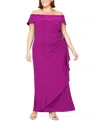 Alex Evenings Womens Off-the-shoulder Embellished Evening Dress In Magenta
