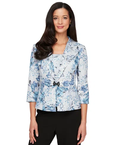 Alex Evenings Alex Evening Petite Metallic Jacquard Jacket & Top Set In Blue Multi