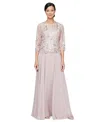 Alex Evenings Alex Evening Women's 2-pc. Embroidered Jacket & Gown Set In Blush