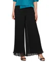 Alex Evenings Pleated Wide Leg Chiffon Pants In Black