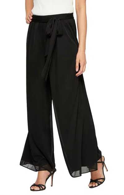 ALEX EVENINGS BRIANNA WIDE LEG MESH PANT IN BLACK