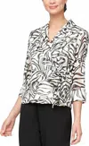 Alex Evenings Candice Wrap Blouse In Ivory/black