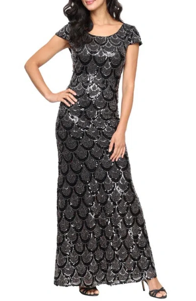 Alex Evenings Cap Sleeve Sequin Dress In Multi