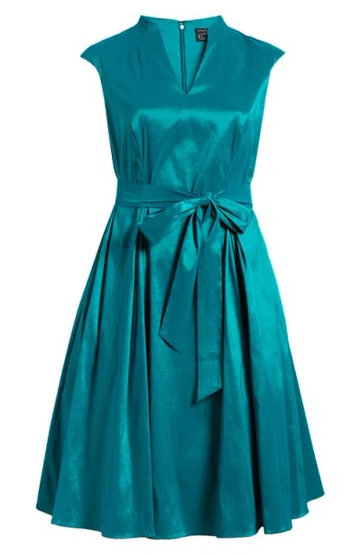 ALEX EVENINGS ALEX EVENINGS CAP SLEEVE TAFFETA COCKTAIL DRESS