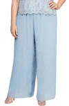 Alex Evenings Chiffon Pants In Hydrangea In Blue